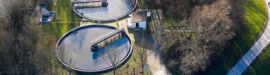 A water cleaning plant purifying sewage water.