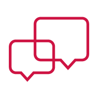 interlocking speech bubble icon representing collaboration